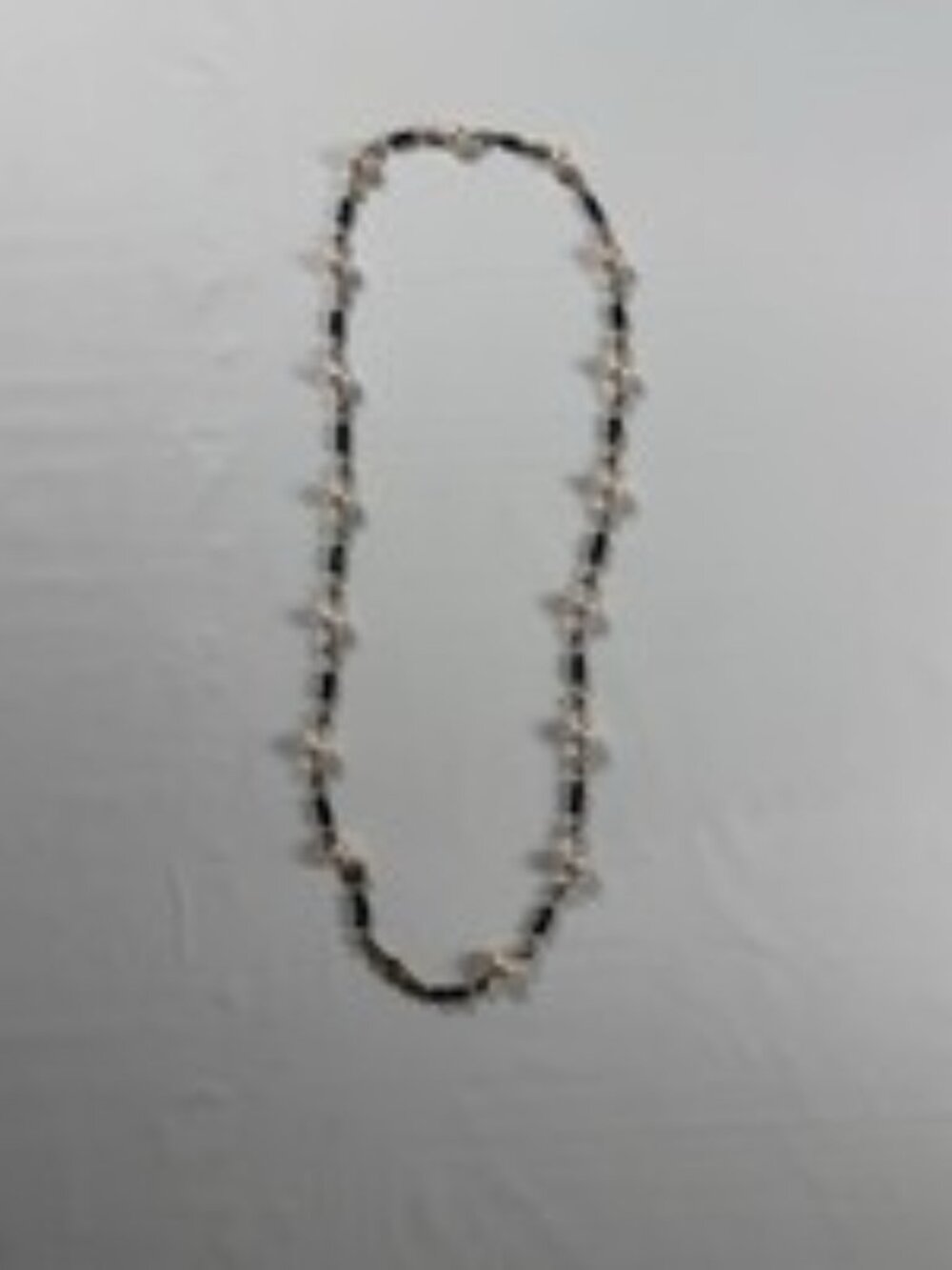 Vintage Honora Bronze Italy Pearl Necklace 17" Baroque Pink Black Onyx Beaded